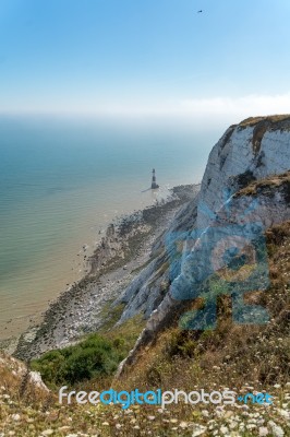 Beachey Head, Sussex/uk - July 23 : View Of The Lighthouse At Be… Stock Photo