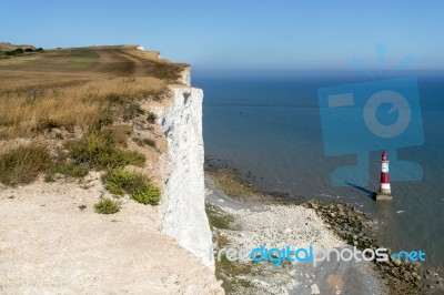 Beachey Head, Sussex/uk - July 23 : View Of The Lighthouse At Be… Stock Photo