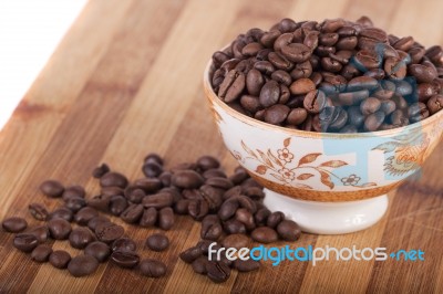 Beans Of Coffee On A Bowl Stock Photo