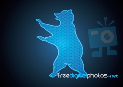 Bear Hexagonal Stock Market Blue Technology Background Stock Image