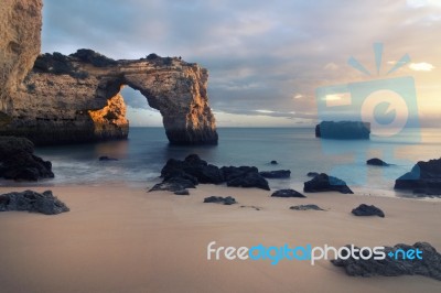 Beautiful Albandeira Beach, Algarve, Portugal Stock Photo