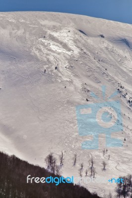 Beautiful Alps Winter Panoramic Aerial View Stock Photo