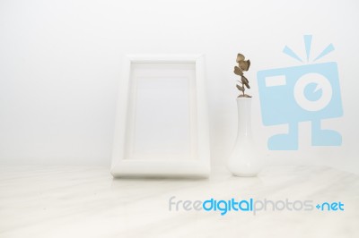Beautiful And Clean White Mable Table Stock Photo