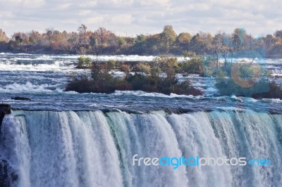 Beautiful Background With Amazing Powerful Niagara Waterfall Stock Photo