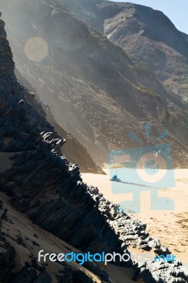 Beautiful Beach In Sagres Stock Photo