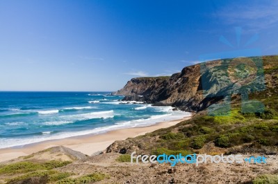 Beautiful Beach In Sagres Stock Photo