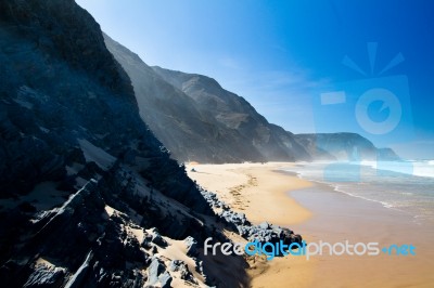 Beautiful Beach In Sagres Stock Photo