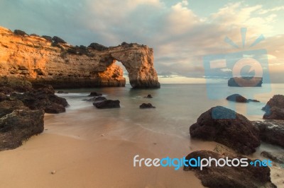 Beautiful Beach Of Albandeira Stock Photo