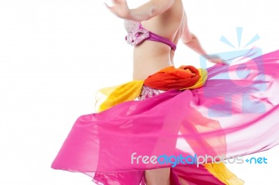 Beautiful Belly Dancer In Pink Costume Stock Photo