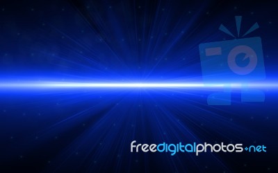 Beautiful Blue Digital Lens Flare In Black Background Horizontal Frame Stock Image