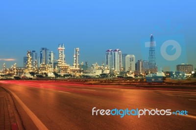 Beautiful City Scape Of Road And Land Transportaiton Against Lig… Stock Photo