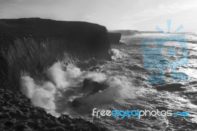 Beautiful Coastline Region Of Sagres, Located In Portugal Stock Photo