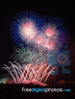 Beautiful Colorful Fireworks Stock Photo