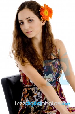 Beautiful Female Sitting Stock Photo