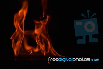 Beautiful Fire Flames On Black Background Stock Photo