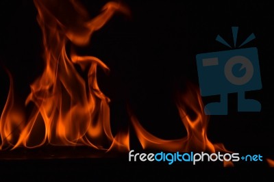 Beautiful Fire Flames On Black Background Stock Photo