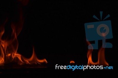 Beautiful Fire Flames On Black Background Stock Photo