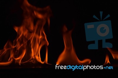 Beautiful Fire Flames On Black Background Stock Photo