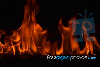 Beautiful Fire Flames On Black Background Stock Photo