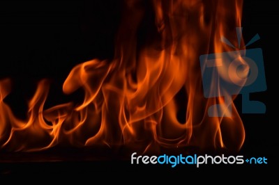 Beautiful Fire Flames On Black Background Stock Photo