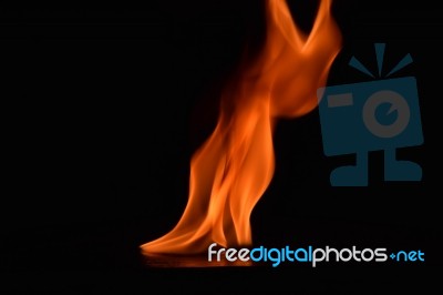 Beautiful Fire Flames On Black Background Stock Photo