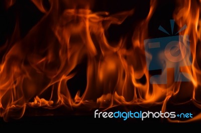 Beautiful Fire Flames On Black Background Stock Photo