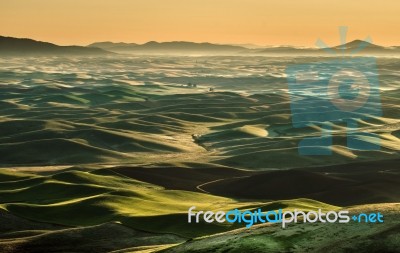 Beautiful Hills At Sunrise  Stock Photo