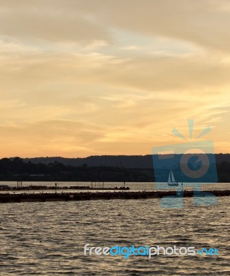 Beautiful Image Of An Amazing Sunset On A Lake Stock Photo