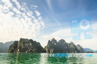 Beautiful Island And Green Lake ( Guilin Of Thailand ) Stock Photo