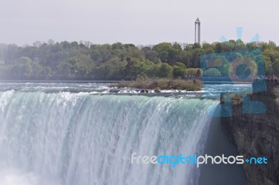 Beautiful Isolated Picture With The Amazing Niagara Falls At Canadian Side Stock Photo