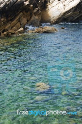 Beautiful Lagoon With Green Ocean Water Stock Photo