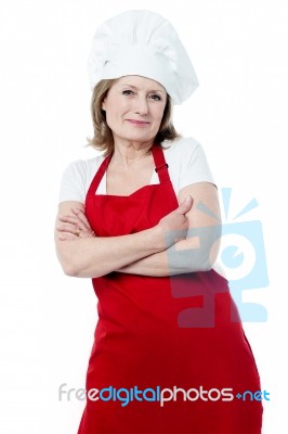 Beautiful Middle Aged Female Chef Stock Photo