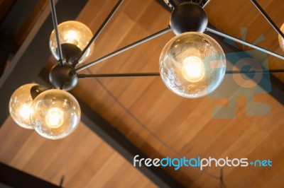 Beautiful Retro Luxury Light Lamp Decor Glowing Stock Photo