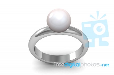 Beautiful Ring With Pearl Stock Image