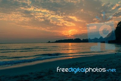 Beautiful Sea In The Evening Stock Photo