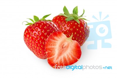 Beautiful Strawberries Isolated On White Stock Photo