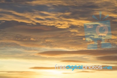 Beautiful Sunset Above The Evening Cloud Stock Photo