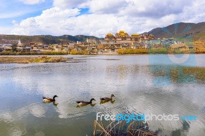 Beautiful Tibetan Buddhist Monastery (songzanlin Temple) With Du… Stock Photo