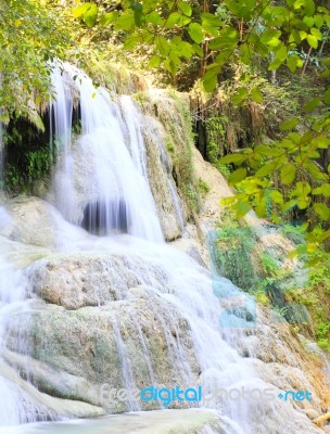Beautiful Waterfall At Erawan National Park In Kanchanaburi ,tha… Stock Photo