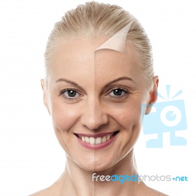 Beautiful Woman Changing Skin, Beauty Concept Stock Photo