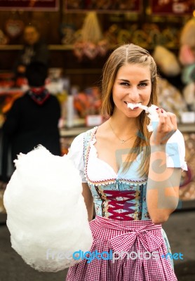 Beautiful Woman With Cotton Candy Stock Photo