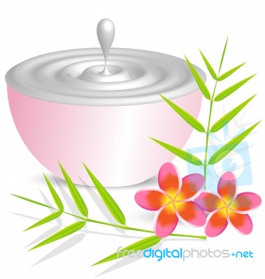 Beauty Cream Container With Flower And Bambo Stock Image