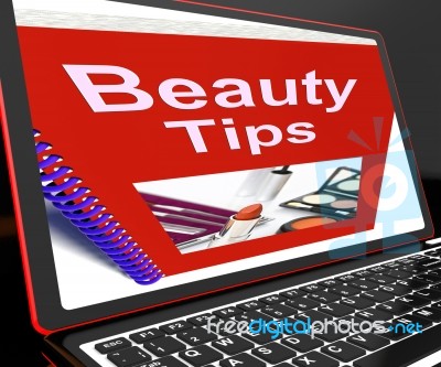 Beauty Tips On Laptop Showing Makeup Hints Stock Image