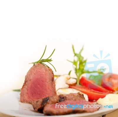 Beef Filet Mignon Grilled With Vegetables Stock Photo