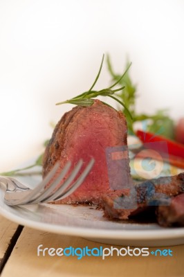 Beef Filet Mignon Grilled With Vegetables Stock Photo