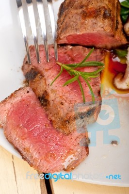 Beef Filet Mignon Grilled With Vegetables Stock Photo