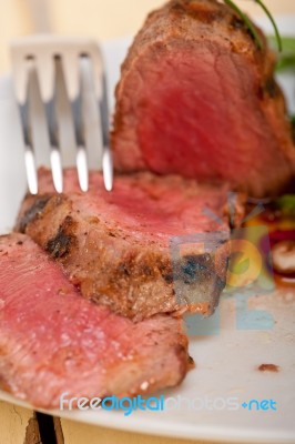 Beef Filet Mignon Grilled With Vegetables Stock Photo