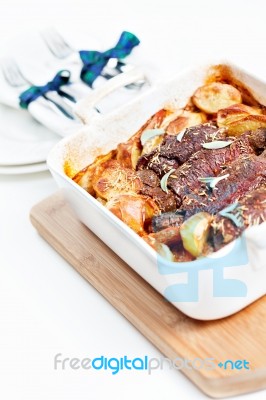 Beef Olives With Vegetables Stock Photo