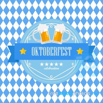 Beer Festival Oktoberfest Badge On Blue Rhombus Background Stock Image