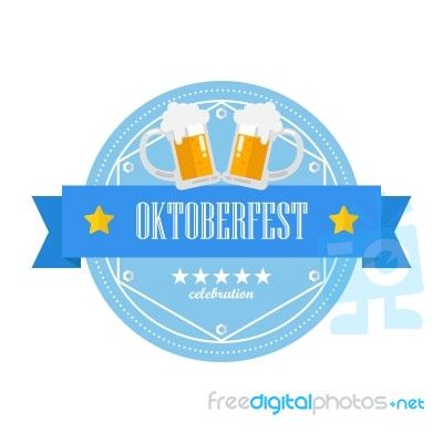 Beer Festival Oktoberfest Retro Flat Badge Stock Image